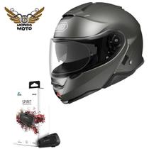 Capacete shoei neotec 2 anthracite + intercomunicador cardo spirit