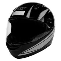 Capacete Sky Apolo Preto Brilho, Transf Cinza 62