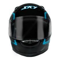 Capacete Sky Gamma Preto Brilho C/ Transfer Azul 60 - Motosky