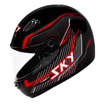 Capacete Sky Gamma Preto Brilho Transf Cinza/vermelho 58