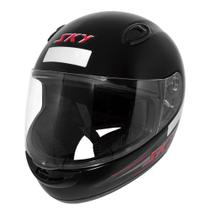 Capacete Sky Preto Fosco C/ Adesivo Vermelho 58