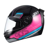 Capacete Sky Two Anos 90 Preto Fosco Transf Azul/rosa 60