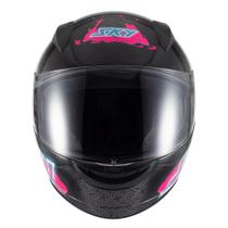 Capacete Sky Two Samurai Preto Fosco Transf Rosa 56