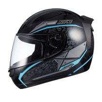 Capacete sky two soldier preto brilho transf azul 60 - MOTOSKY