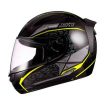 Capacete Sky Two Soldier Preto Fosco Transf Amarelo 60 - MOTOSKY