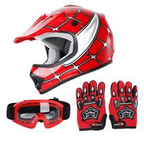 Capacete SLMOTO Dot Youth Kids Motocross Offroad Red Spider