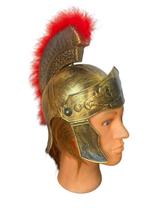 Capacete Soldado Romano dourado c/ plumas Paixão de Cristo