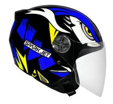 CAPACETE SPARK JET DRAGON PRETO + AZUL + AMARELO TAMANHO 60(E)f