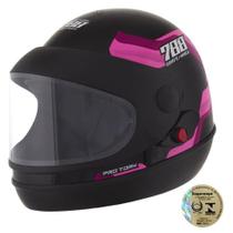 Capacete Sport Fechado Moto 788 Preto E Rosa Pro Tork