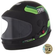 Capacete Sport Fechado Moto 788 Preto E Verde Pro Tork