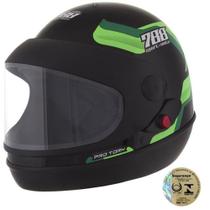 Capacete Sport Fechado Moto 788 Preto E Verde Pro Tork