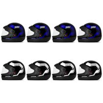 Capacete Sport Moto 788 8 Unidades Azul - Branco 58