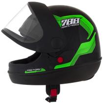 Capacete Sport Moto 788 Preto e Verde Tamanho 58 Pro Tork - CAP-495VD