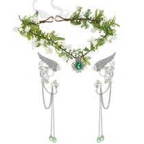 Capacete SWEETV Fairy Flower Crown com orelhas de elfo para mulheres Capacete SWEETV Fairy Flower Crown com orelhas de elfo para mulheres
