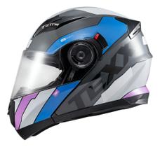 Capacete Texx Esc Gladiator V3 Reisen Azul Rosa Branco