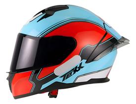 Capacete Texx Fecha Raptor Hornet Azul Vermelho Branco Brilhante