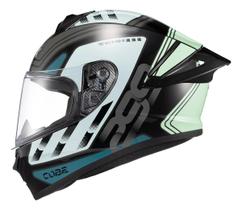 Capacete texx fechado spihe cube azul verde 60