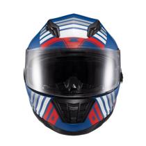 Capacete Texx Fechado Wing Grid Azul Verm Branc 58 F016