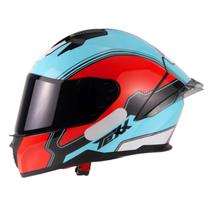 Capacete Texx Raptor Hornet Azul Vermelho Branco 2 Viseiras + Spoiler
