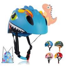 Capacete TOUTSEUL Capacete de bicicleta infantil Dinosaur Design azul 3-8 anos Capacete TOUTSEUL Capacete de bicicleta infantil Dinosaur Design azul 3-8 anos