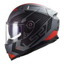 Capacete Tricomposto Ls2 FF811 Vector 2 Splitter Titanium e Vermelho Masculino e Feminino Carbono