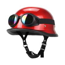 Capacete Vintage Alemão De Couro Para Motocicleta, Meio Capacete Aberto Certificado DOT Para Piloto