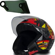 Capacete X Open Cachorro Locco Preto Tam 56 Viseira Fumê