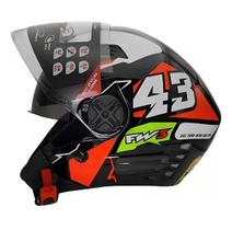 Capacete X Open Up 43 Aberto Vermelho Verde Preto Com Oculos Interno