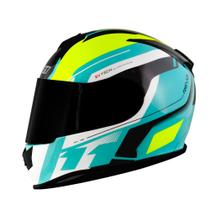 Capacete X11 Revo Pro Eleven Branco Azul Verde SV C/Viseira Extra Fumê