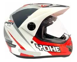 Capacete Yohe Trail Sport 630 branco/ vermelho tamanho 62XL