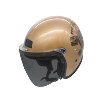 Capacetede Moto Aberto Custom Old School Caveira Dourado Viseira Full Face Fume