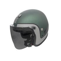 Capacetede Moto Aberto Custom Old School Street Verde Viseira Full Face Fume