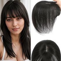 Capacetes de cabelo HVVZOY Cabelo humano real com franja fina para mulheres