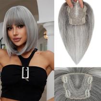 Capacetes de cabelo HVVZOY Real Human Hair 30 cm com cabelos finos