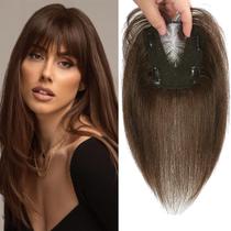 Capacetes de cabelo HVVZOY Real Human Hair 30 cm com franja fina 3D