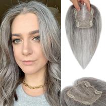 Capacetes de cabelo HVVZOY Real Human Hair 30 cm com franja lateral feminina