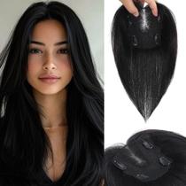 Capacetes de cabelo HVVZOY Real Human Hair 30 cm com franja lateral feminina