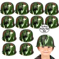 Capacetes Party Favors AnaPoliz Army para crianças, 12 peças de camuflagem