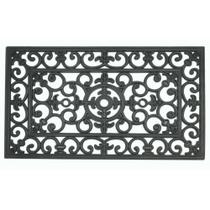 Capacho Borracha Grande Antiderrapante 45 x 75cm Preto Vazado Arabescos Decoracao