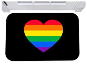 Capacho coração arco-íris gay pride lgbt tapete 40x60
