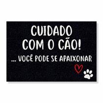 Capacho cuidado com o cão, você pode se apaixonar cores:preto Capacho cuidado com o cão, você pode se apaixonar cores:preto