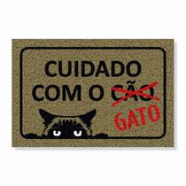 Capacho cuidado com o gato cores:bege Capacho cuidado com o gato cores:bege