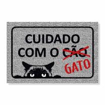 Capacho cuidado com o gato cores:prata Capacho cuidado com o gato cores:prata