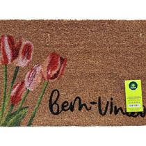 Capacho de Fibra de Coco Pvc Pintado Bem Vindo Tulipas 40cm X 60cm Capacho de Fibra de Coco Pvc Pintado Bem Vindo Tulipas 40cm X 60cm