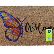 Capacho de Fibra de Coco Pvc Pintado Welcome Borboleta 40cm X 60cm Capacho de Fibra de Coco Pvc Pintado Welcome Borboleta 40cm X 60cm