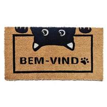 Capacho De Porta Fibra De Coco Bem Vindo Gato 60x33cm Uzoo