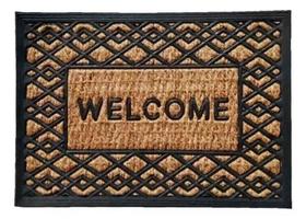 Capacho De Porta Fibra De Coco Emborrachado 60x40cm Zigzag ento 60 Cm Cor Preto Largura 40 Cm - Uzoo