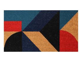 Capacho De Porta Fibra De Coco RT Geometrico Azul E Vermelho 60X33Cm - Uzoo Capacho De Porta Fibra De Coco RT Geometrico Azul E Vermelho 60X33Cm - Uzoo