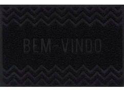 Capacho De Porta Vinílico Zig Zag Preto 60X40Cm - Uzoo Capacho De Porta Vinílico Zig Zag Preto 60X40Cm - Uzoo