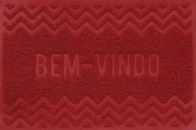 Capacho de Porta Vinílico ZigZag Vermelho 60x40cm -Uzoo